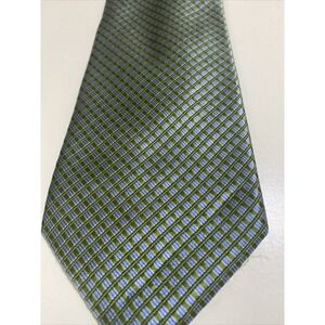 TOMMY HILFIGER Blue Green‎ Plaid 100% Silk Neck Tie